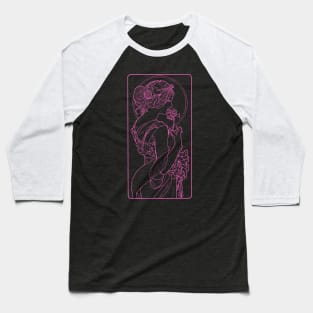 Alphonse Mucha Primevere Pink Neon Baseball T-Shirt